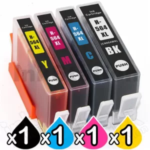 4 Pack HP 564XL Compatible Inkjet Cartridges CN684WA+CB323WA-CB325WA [1BK,1C,1M,1Y]