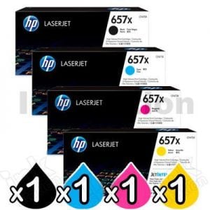 4 Pack HP 657X (CF470X-CF473X) Genuine Toner Cartridges [1BK,1C,1M,1Y]