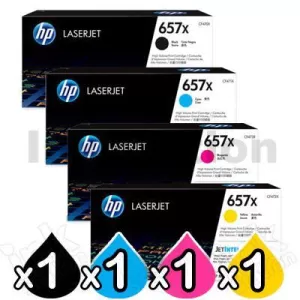 4 Pack HP 657X (CF470X-CF473X) Genuine Toner Cartridges [1BK,1C,1M,1Y]