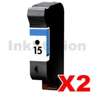 2 x HP 15 Compatible Black Inkjet Cartridge C6615DA