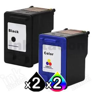 4 Pack HP 56 + 57 Compatible Inkjet Cartridges C6656AA + C6657AA [2BK,2CL]
