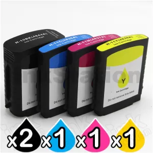 5 Pack HP 10 + 11 Compatible Inkjet Cartridges C4844AA+C4836AA-C4838AA [2BK,1C,1M,1Y]