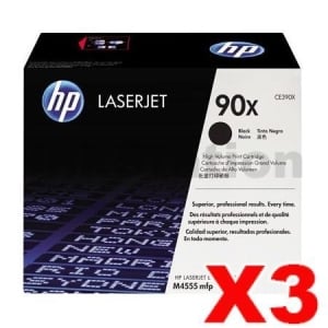3 x HP CE390X (90X) Genuine Black High Yield Toner Cartridge - 24,000 Pages