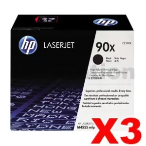 3 x HP CE390X (90X) Genuine Black High Yield Toner Cartridge - 24,000 Pages