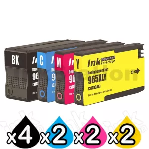 10 Pack HP 965XL Compatible High Yield Inkjet Cartridge Combo 3JA81AA - 3JA84AA [4BK,2C,2M,2Y]