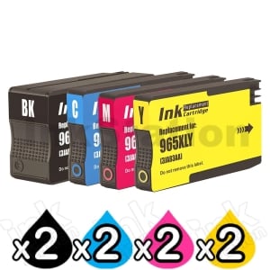 8 Pack HP 965XL Compatible High Yield Inkjet Cartridge Combo 3JA81AA - 3JA84AA [2BK,2C,2M,2Y]