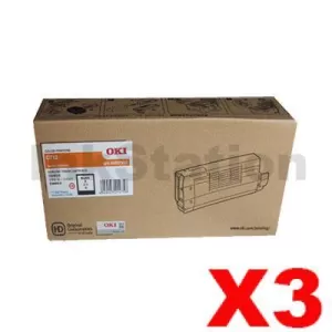 3 x OKI C712N Genuine Black Toner Cartridge (46507612) - 11,000 pages