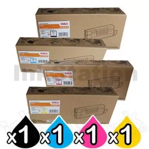 4 Pack OKI C712N Genuine Toner Combo (46507612-46507609)