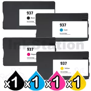 4 Pack HP 937 Compatible Ink Cartridges Combo 4S6W2NA - 4S6W5NA [1BK,1C,1M,1Y]