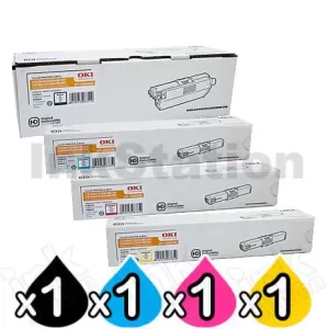 4 Pack OKI Genuine C310DN / C330DN / MC361 / MC362DN / C331DN Toner Cartridges (44469805-44469755)