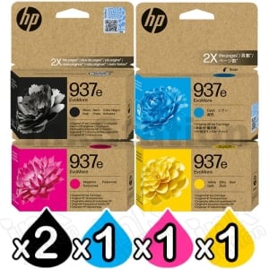 5 Pack HP 937e EvoMore Genuine Ink Cartridges Combo 4S6W9NA - 4S6W6NA [2BK,1C,1M,1Y]