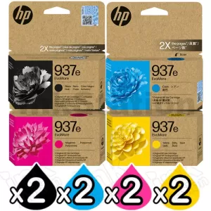 8 Pack HP 937e EvoMore Genuine Ink Cartridges Combo 4S6W9NA - 4S6W6NA [2BK,2C,2M,2Y]