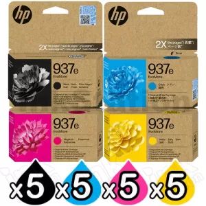 20 Pack HP 937e EvoMore Genuine Ink Cartridges Combo 4S6W9NA - 4S6W6NA [5BK,5C,5M,5Y]