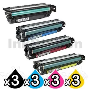3 Sets of 4 Pack HP CE264X, CF031A-CF033A (646X/646A) Compatible Toner Cartridges [3BK,3C,3M,3Y]