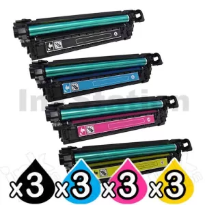 3 Sets of 4 Pack HP CE340A-CE343A (651A) Compatible Toner Cartridges [3BK,3C,3M,3Y]