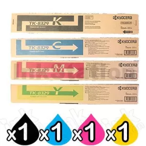 4 Pack Genuine Kyocera TK-8329 Toner Combo TASKalfa 2551ci [1BK,1C,1M,1Y]