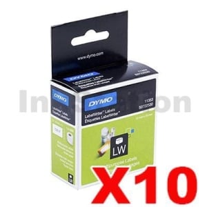 10 x Dymo SD11353 / S0722530 Genuine Multi Purpose 2UP Label Roll 13mm x 25mm - 1,000 labels per roll