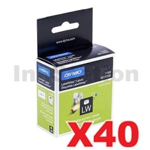 40 x Dymo SD11353 / S0722530 Genuine Multi Purpose 2UP Label Roll 13mm x 25mm - 1,000 labels per roll
