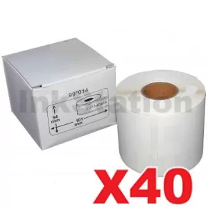40 x Dymo SD99014 / S0722430 Compatible White Label Roll 54mm x 101mm -220 labels per roll