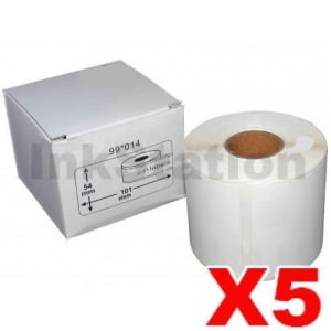 5 x Dymo SD99014 / S0722430 Compatible White Label Roll 54mm x 101mm -220 labels per roll