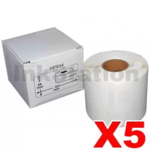 5 x Dymo SD99014 / S0722430 Compatible White Label Roll 54mm x 101mm -220 labels per roll