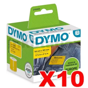 10 x Dymo SD99014 / 2133400 Genuine Yellow Label Roll 54mm x 101mm -220 labels per roll