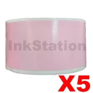5 x Dymo SD99012 Compatible Pink Label Roll 36mm x 89mm - 260 labels per roll