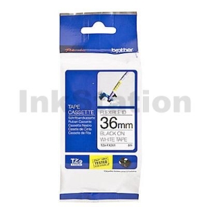 Genuine Brother TZe-FX261 36mm Black Text on White Flexible ID Laminated Tape - 8 metres