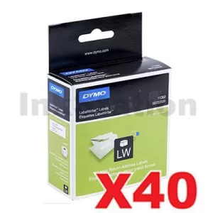 40 x Dymo SD11352 / S0722520 Genuine White Label Roll 25mm x 54mm - 500 labels per roll