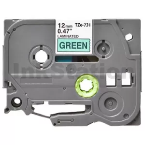 Compatible Brother TZe-731 12mm Black Text on Green Laminated Tape - 8 meters