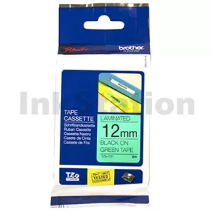 Genuine Brother TZe-731 12mm Black Text on Green Laminated Tape - 8 meters