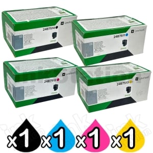 4 Pack Lexmark Genuine C4342 / C4352 BSD Toner Cartridges Combo 24B7511 - 24B7514 [1BK,1C,1M,1Y]