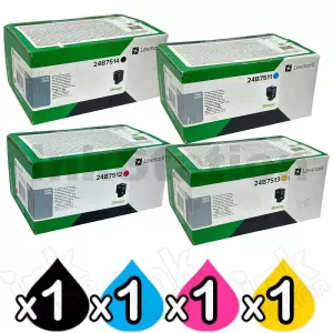 4 Pack Lexmark Genuine C4342 / C4352 BSD Toner Cartridges Combo 24B7511 - 24B7514 [1BK,1C,1M,1Y]