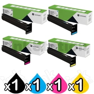 4 Pack Lexmark Genuine XC9635 XC9645 XC9655 BSD Toner Cartridges Combo 24B7570 - 24B7573 [1BK,1C,1M,1Y]