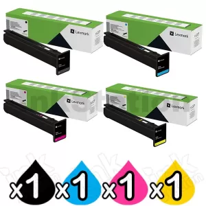 4 Pack Lexmark Genuine XC9635 XC9645 XC9655 BSD Toner Cartridges Combo 24B7570 - 24B7573 [1BK,1C,1M,1Y]