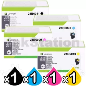 4 Pack Lexmark Genuine XC2132 BSD Toner Cartridges Combo 24B6008  - 24B6011 [1BK,1C,1M,1Y]