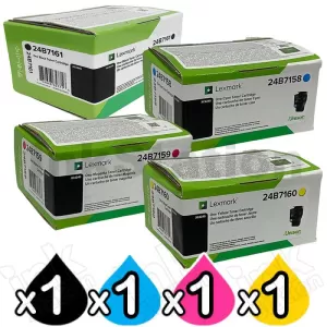 4 Pack Lexmark Genuine XC4240 BSD Toner Cartridges Combo 24B7158 - 24B7161 [1BK,1C,1M,1Y]