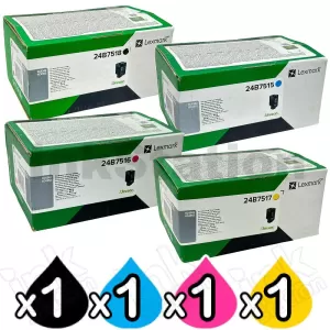 4 Pack Lexmark Genuine XC4342 / XC4352 BSD Toner Cartridges Combo 24B7515 - 24B7518 [1BK,1C,1M,1Y]