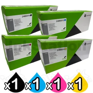 4 Pack Lexmark Genuine XC8160 BSD Toner Cartridges Combo 24B6512 - 24B6515 [1BK,1C,1M,1Y]