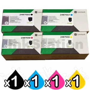 4 Pack Lexmark Genuine XC4352 BSD Toner Cartridges Combo 24B7557 - 24B7560 [1BK,1C,1M,1Y]