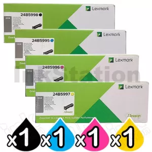 4 Pack Lexmark Genuine C6160 BSD Toner Cartridges Combo 24B5995 - 24B5998 [1BK,1C,1M,1Y]
