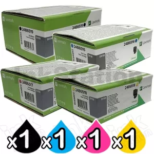 4 Pack Lexmark Genuine C4150 BSD Toner Cartridges Combo 24B6516 - 24B6519 [1BK,1C,1M,1Y]