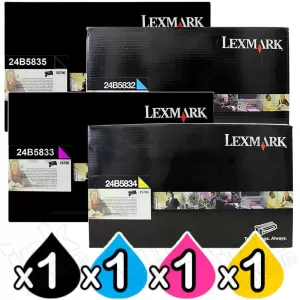 4 Pack Lexmark Genuine XS796 BSD Extra High Yield Return Program Toner Cartridges Combo 24B5832 - 24B5835 [1BK,1C,1M,1Y]