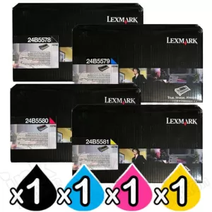 4 Pack Lexmark Genuine CS748 BSD Return Program Toner Cartridges Combo 24B5578 - 24B5581 [1BK,1C,1M,1Y]