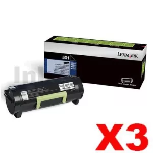 3 x Lexmark 503H (50F3H0E) Genuine MS310 / MS312 / MS410 / MS415/ MS510 / MS610 High Yield Toner Cartridge - 5,000 pages