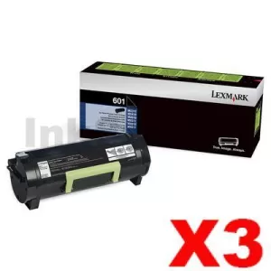 3 x Lexmark 603H (60F3H00) Genuine MX310 / MX410 / MX511 / MX611 Black High Yield Toner Cartridge - 10,000 pages