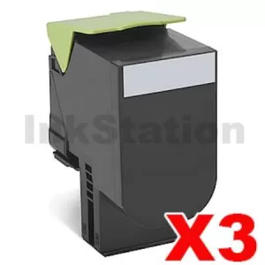 3 x Lexmark (70C8HK0) Compatible CS310 / CS410 / CS510 Black High Yield Toner Cartridge - 4,000 pages