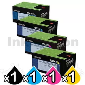 4 Pack Lexmark Genuine CS510 Toner Cartridges High Yield - BK 8,000 pages & CMY 4,000 pages