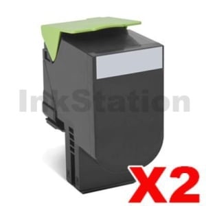 2 x Lexmark (80C8HK0) Compatible CX410 / CX510 Black High Yield Toner Cartridge - 4,000 pages