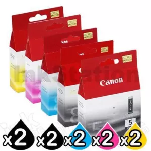 10-Pack Canon PGI-5BK, CLI-8BK/C/M/Y Genuine Inkjet [2BK,2PBK,2C,2M,2Y]